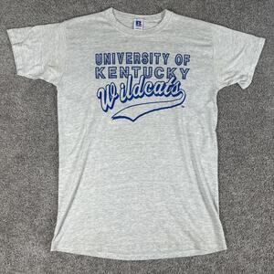 Vtg Russel Athletic Kentucky Wildcats Shirt Mens L Gray S/S Made In USA NCAA 90s